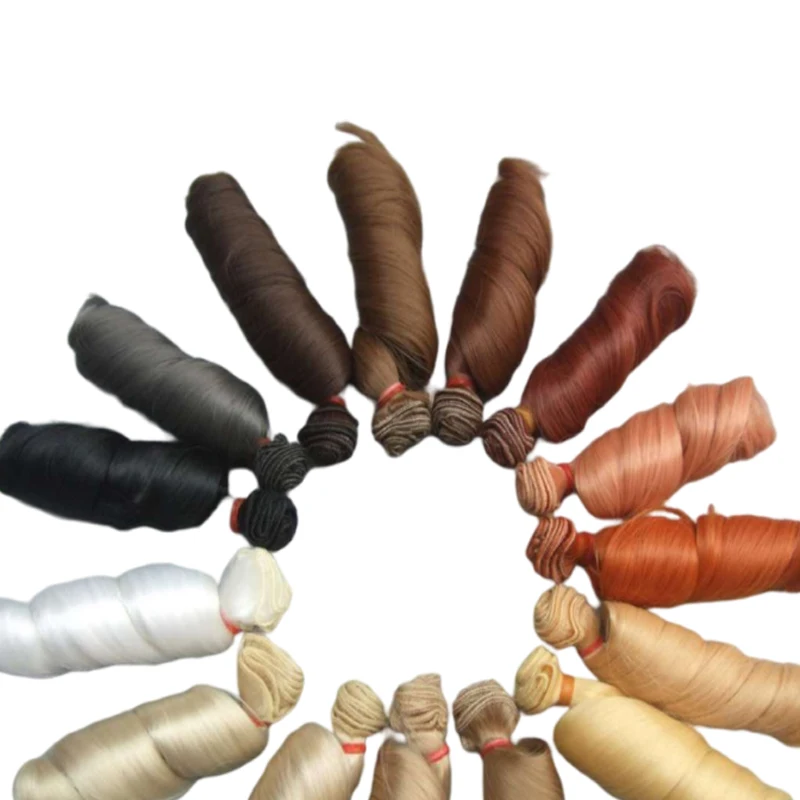 Frete grátis perucas de boneca encaracoladas de 15 cm marrom cáqui preto cabelo de boneca resistente ao calor de alta temperatura 1/3 1/4 1/6 bjd perucas de boneca diy