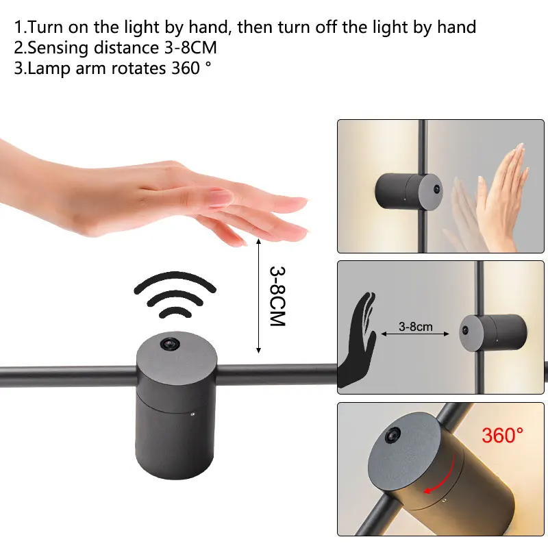 Moderna lampada da parete a LED sensore di induzione interruttore parete Scone soggiorno camera da letto minimalista applique da parete TV comodino illuminazione interna