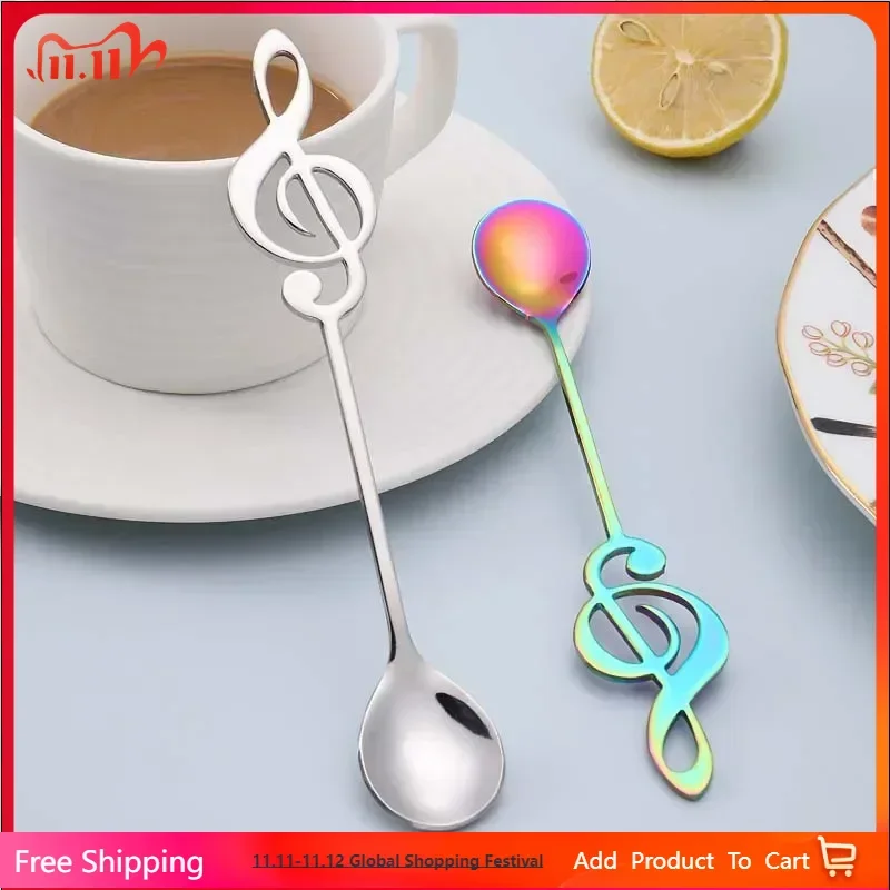 

Stainless Steel Coffee Stirring Spoon Musical Note Spoon Mug Teaspoons Music Bar Ice Cream Creative Gift Spoon Kitchen Tableware