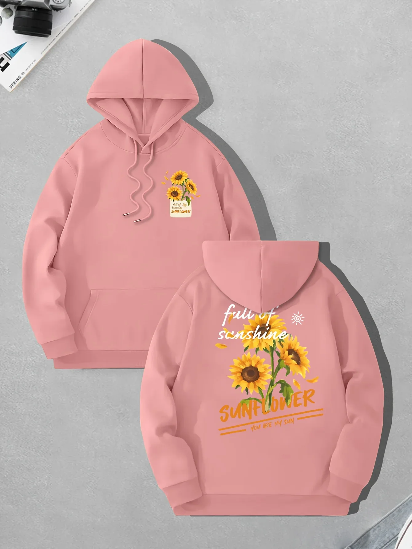 

"Sunshine-filled" sunflower print men's fashion hoodie loose and comfortable unisex perfect as a holiday gift