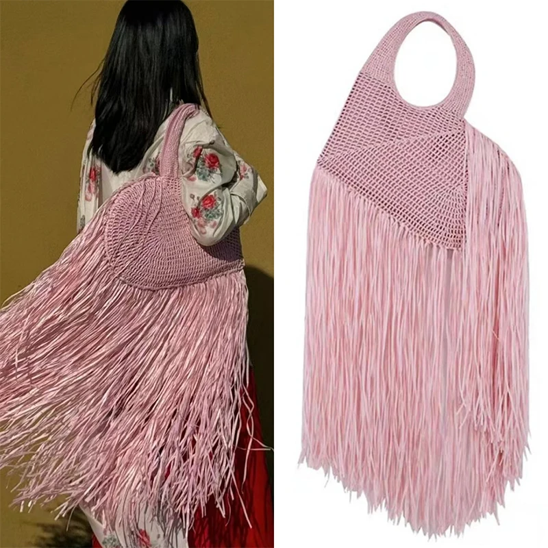 

Niche Design Tassel Woven Bags Fashion Designer Handbags New Love Handbags Personality Trend Solid Color All-match Women's Bags