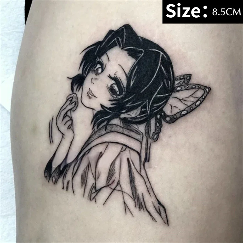 Anime Kochou Shinobu Temporary Tattoos Small Size Kimetsu No Yaiba Tatoo Body Stickers Waterproof Fake Tattoo