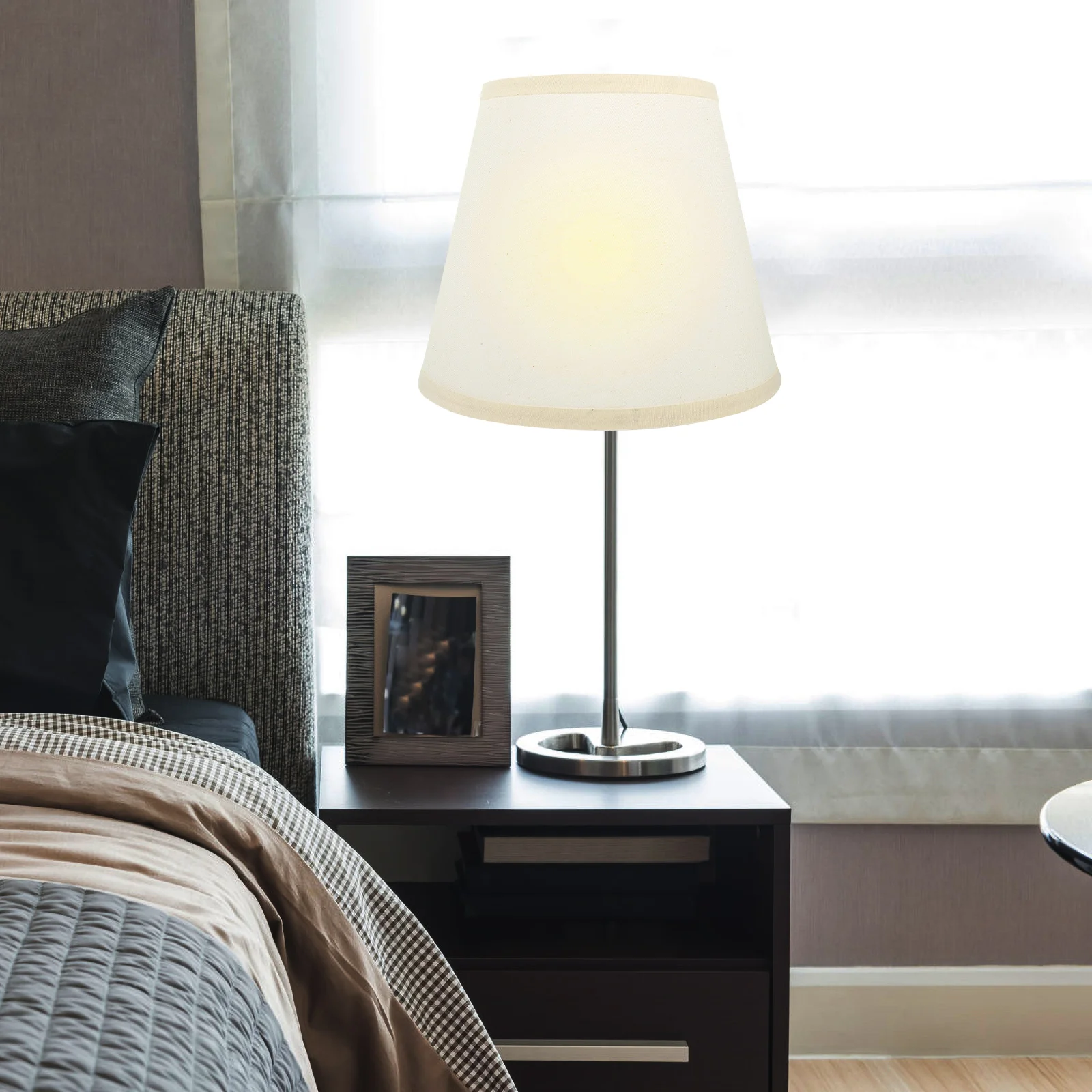 

Linen Drum Lamp Shade for Table Lamp Bedside Light Replacement Cover Elegant Half-Round Fabric Design Soft Lighting Decorative