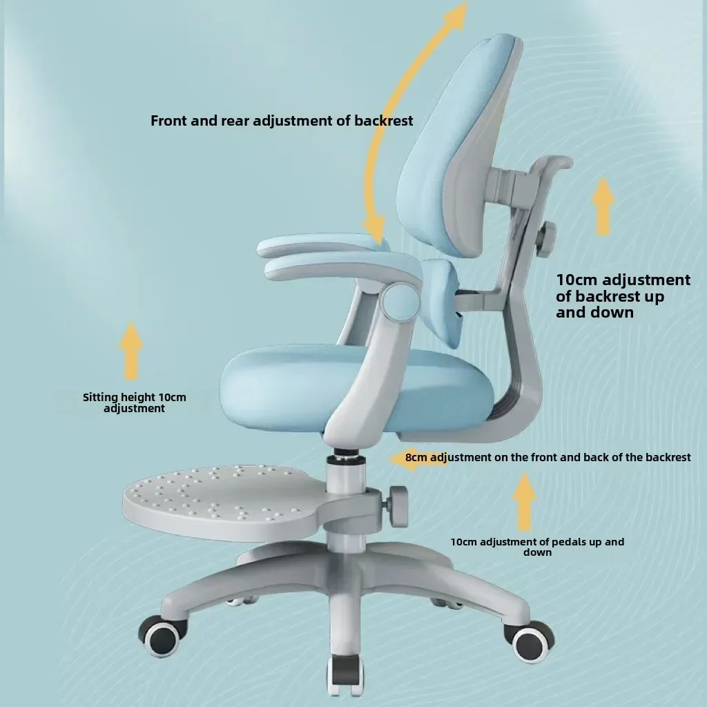 

Children's study chair can be lifted and lowered to adjust the posture, home correction sitting posture writing chair