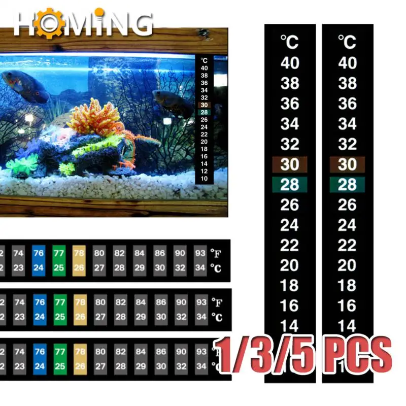 1/3/5 Pcs Dual Scale Aquarium Thermometer Fish Tank Liquid Fahrenheit Sticker Digital Aquarium Aquarium Thermometer Stick Tools