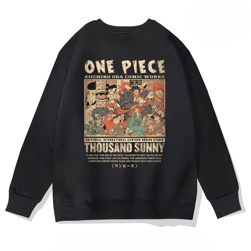 

The 2025 autumn/winter new One Piece printed round-neck hoodie is a trendy couple's clothing suitable for both men and women
