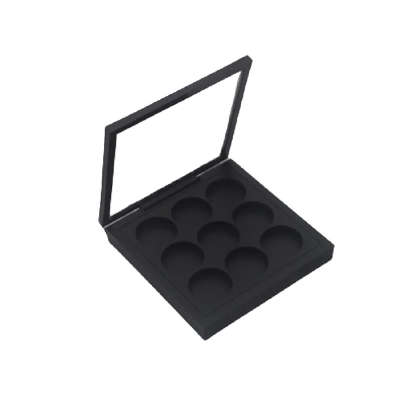 9 Colors Empty Eyeshadow Palette Black Magnet Eye Shadow Case Powder Compact Private Label Eyeshadow Palette with Window 10pcs