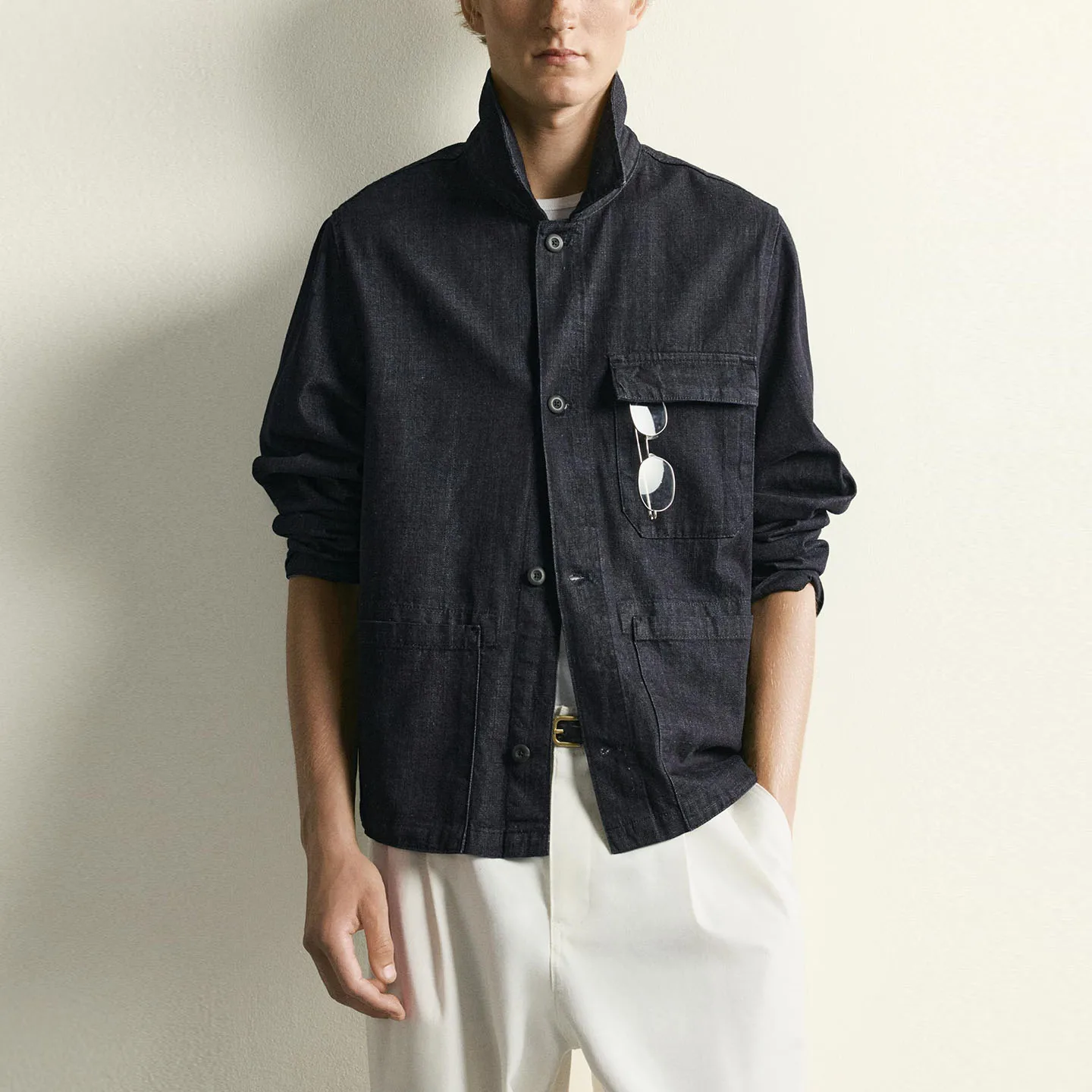 Men's Loose Fit Vintage Denim Shirt Jacket 2026 Summer Fashion Outerwear Standard Edition Long Sleeve Open Cardigan