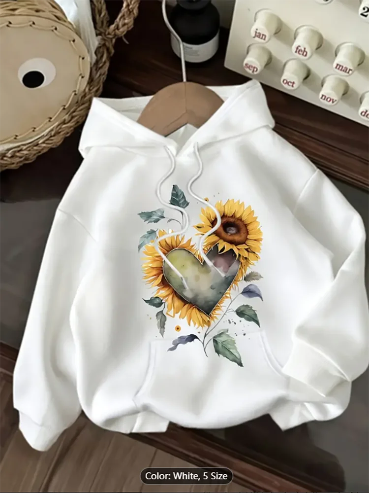 

Womens Hoodie Heart Shaped Rose Floral Graphic Print Casual Oversized Drawstring Hooded Sweatshirt Romantic Style Pure Cotton