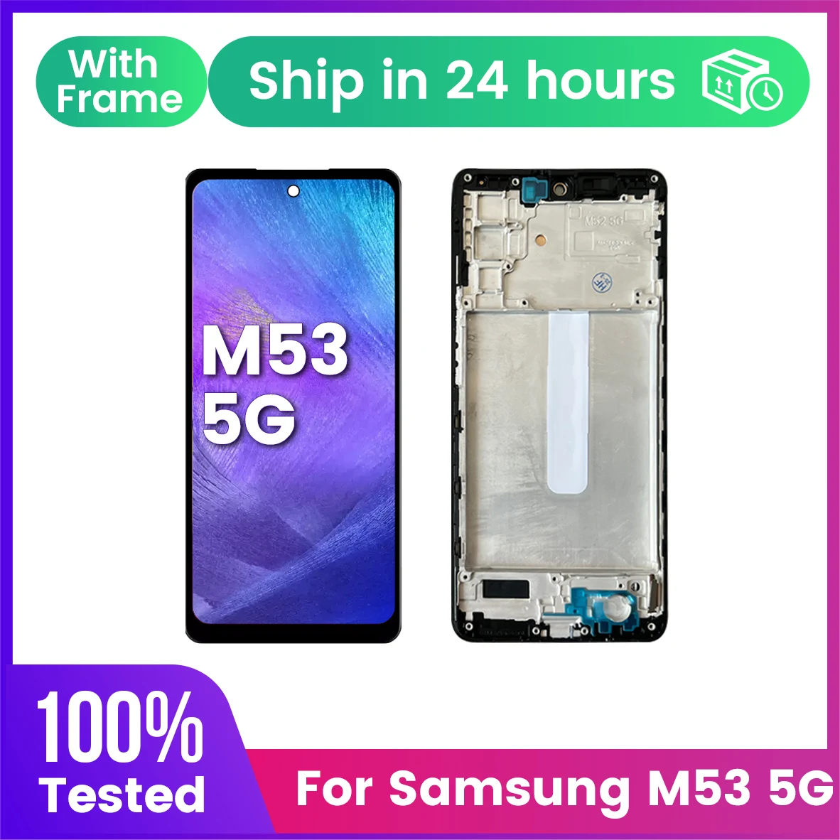 GEFENSIFor SAMSUNG M53 5G Pantalla LCD SM-M536B M536B/M536 LCD Pantalla táctil Digiziter montaje Pantalla con marco LCD