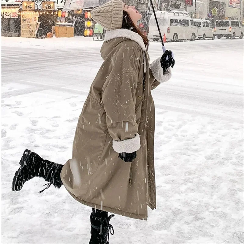 Abrigo de algodón grueso para mujer, abrigo holgado de longitud media, edición coreana, Instagram, invierno, 2023