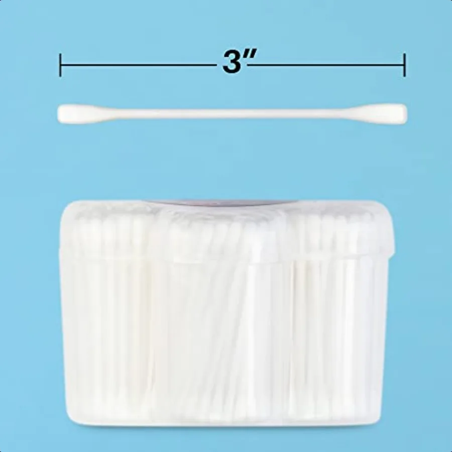 500 مسحة قطنية ذات رؤوس مزدوجة معقمة 100 قطن خالص Qtips لتنظيف مكياج المنزل وعناية الحيوانات الأليفة والطفل لون عشوائي 500 شركة