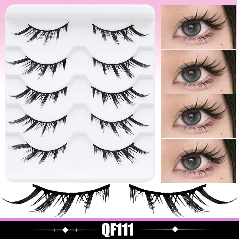 DINGSEN 5 Paar Wimpern, Künstliche Wimpern, Natürliche Lange Manga-Wimpern, Geflügelte Enden, Augenverlängernde Wimpern, Künstliche Wimpern für Make-up – Detail 8