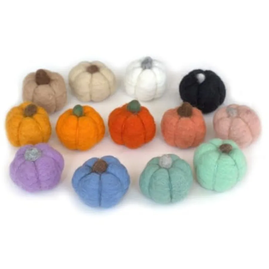 

Felt Pumpkins- PICK YOUR COLORS- Approx. 1.5"- 100% Wool Felt- Fall Bowl Filler, Autumn Tiered Tray, Halloween Mantle Shelf Sit