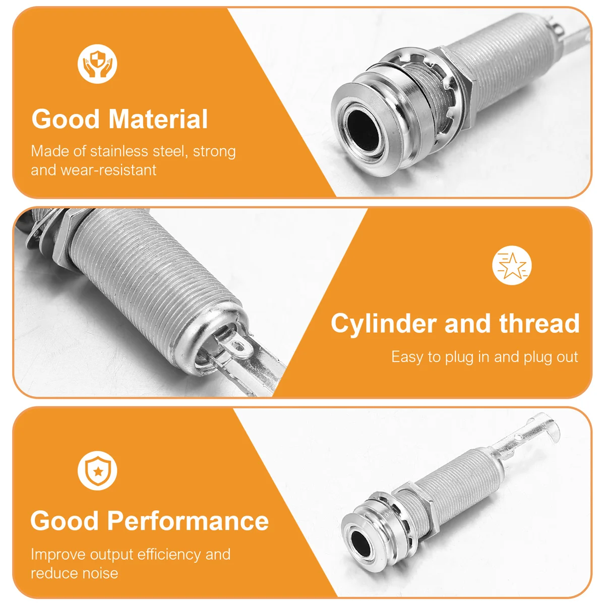 Cylinder Clip End Pin Mono Panel Output Jack Socket For Electric Guitar Bass 6.35mm HOT