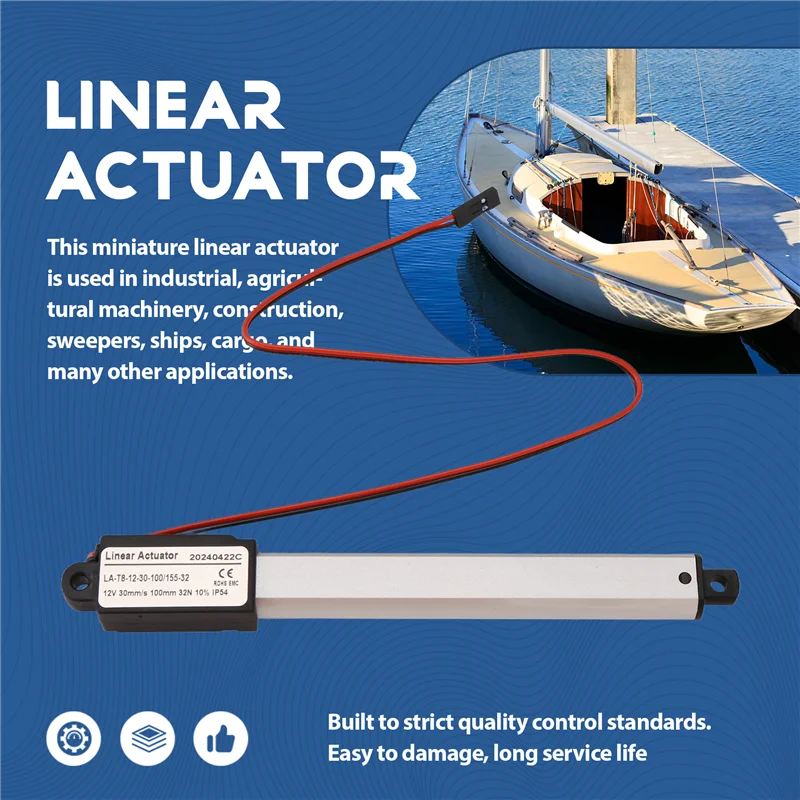 

ABKJ-DC 12V Waterproof IP54 Mini Linear Actuator 100 Mm Stroke Electric Linear Motor Window Opener 30 Mm/S Speed