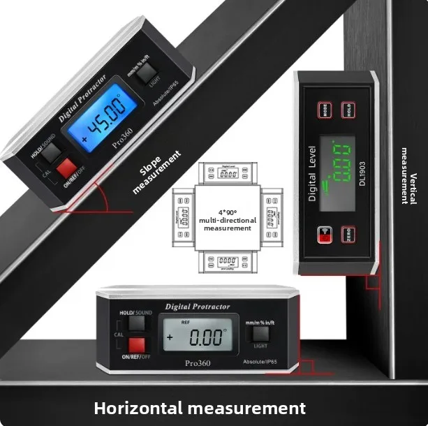 Digital display angle meter Electronic inclinometer High precision angle ruler Large screen 360 degree waterproof