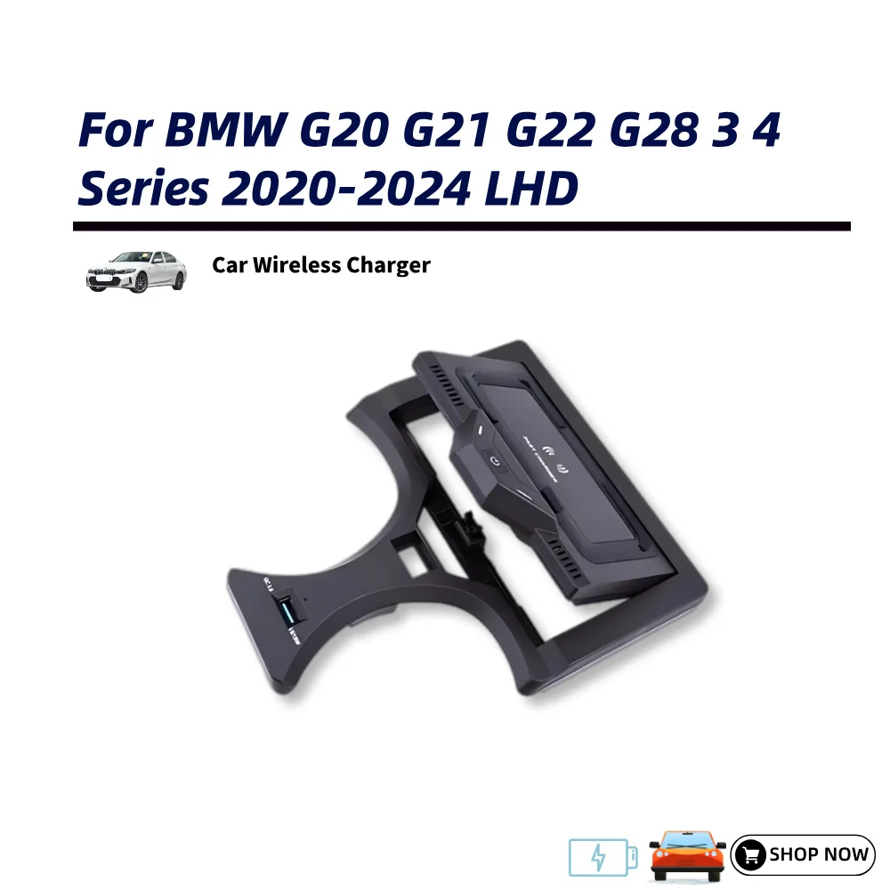 Panel konsoli środkowej z szybką ładowarką bezprzewodową 15W do BMW serii 3, serii 4 G20 G21 G22 G28 2020-2024, wersja lewostronna (LHD)