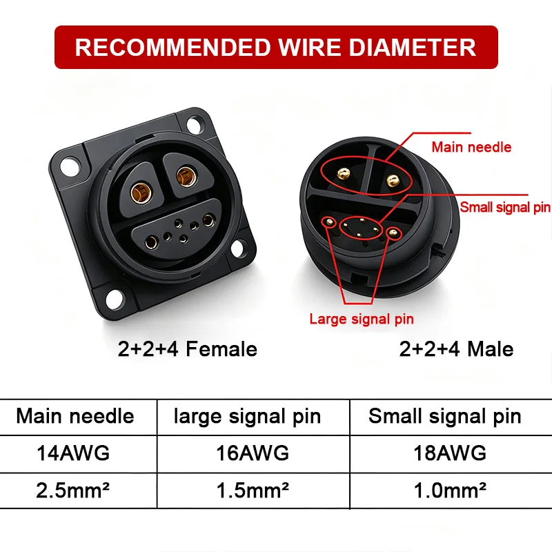 2+2+4 Signal Lithium Battery Plug 6 Pin Power Supply Male Female Socket Electric Vehicle Discharge Waterproof Welding Connector