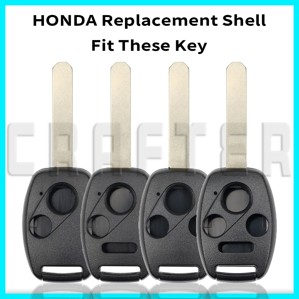 Coque de remplacement pour télécommande Honda Accord Civic CRV Pilot Insight à 2/3/4 boutons, sans logo