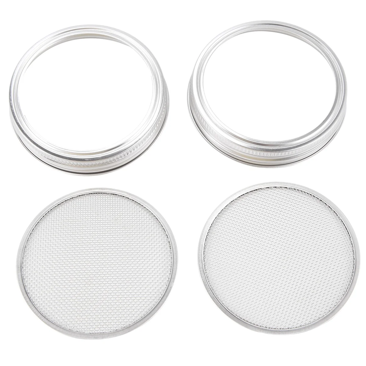 AA83 Set of 2 Stainless Steel Sprouting Jar Lid Kit for Superb Ventilation Fit for Wide Mouth Jars Canning Jars for Making Organ