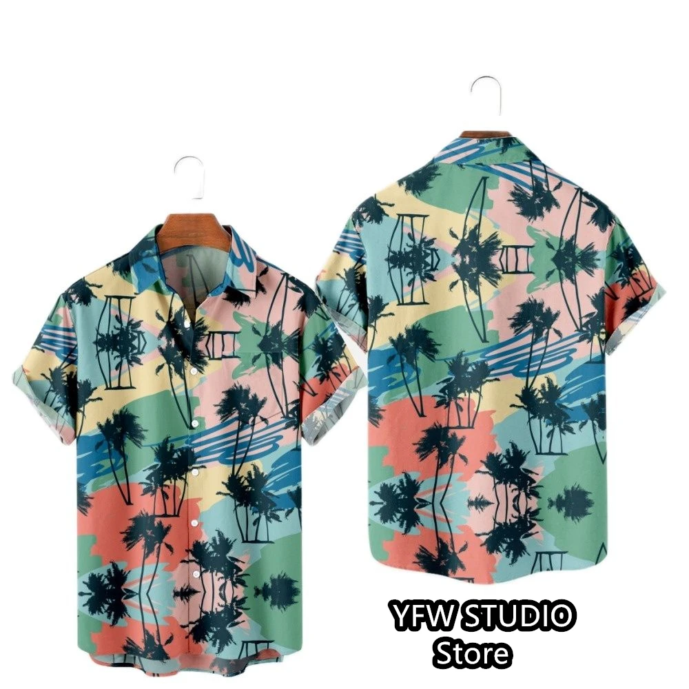 Hawaii Tropischer Stil Papageien-Druck Kurzarm Aloha-Hemden Kubanischer Stil Sommer Plus Size Lässige neue Herrenhemden – Detail 15