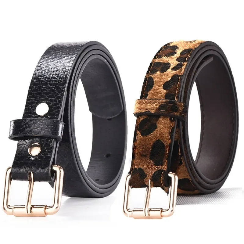 Leopard Snakeskin Grain Belt Women Short Plush Print PU Leather Waistband Adjustable Buckle Vintage Jeans Pants Accessories Belt