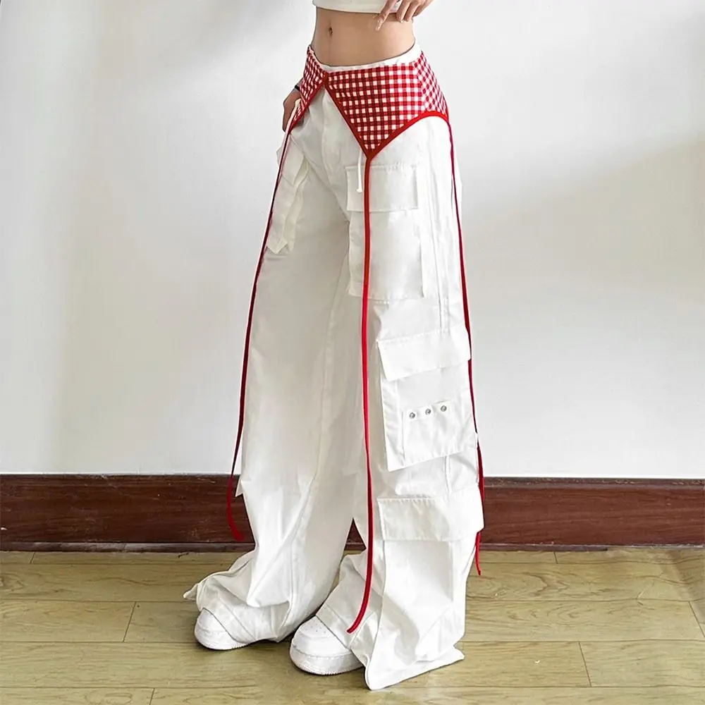 Minigonna in pizzo con fiori ricamati Vedi attraverso Y2K Streetwear Gonne increspate Gonna con volant con lacci a vita alta con design allacciato