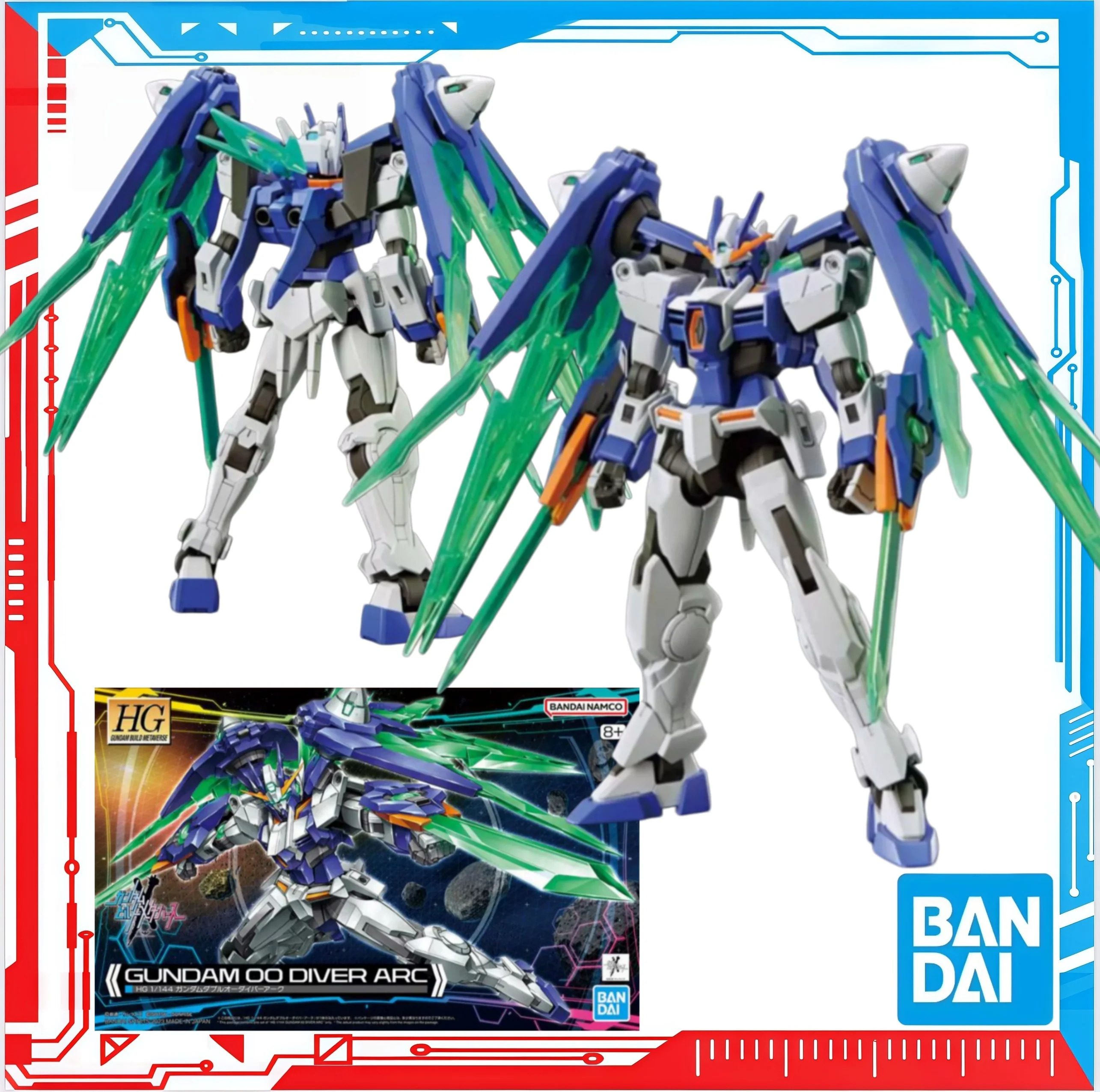 Bandai Genuine In-Stock HGGBM 1/144 Gundam 00 Diver ARC Model Kit Anime Fighter Assembly Model Anime Action Figure Toy Gift