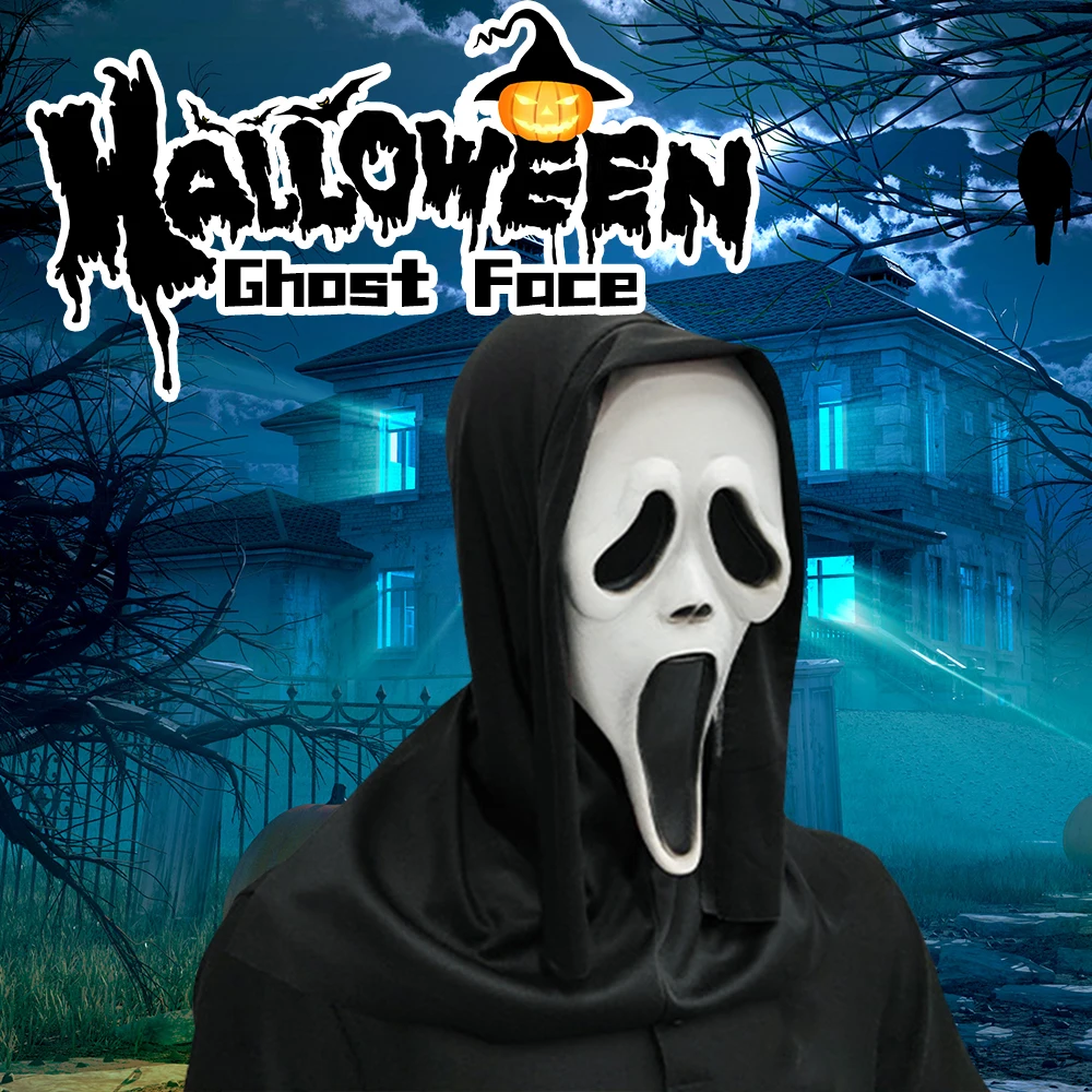 1/2PCS Halloween Cos Horror Monster Screaming Ghost Face Mask Scary Headgear Adult Prom Props Latex Haunted House NPC Play