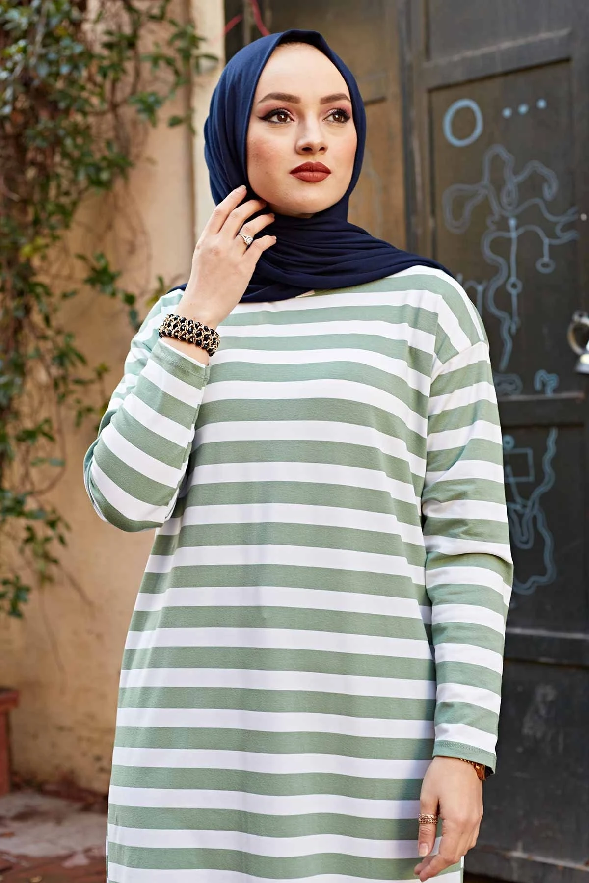 Thick Stripe Basic Sweat NY Mint