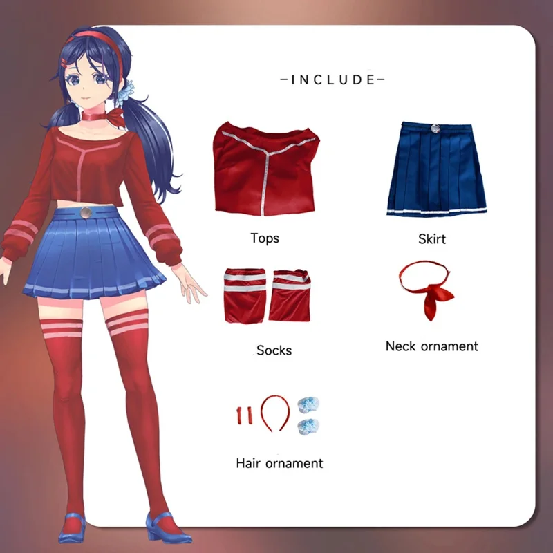 CyMiSide مجنون ميتا تأثيري حلي لعبة تأثيري MiSide ميلا شعر مستعار لعب الأدوار المرأة فستان لطيف الزي الرسمي ملابس للحفلات الهالوين #6