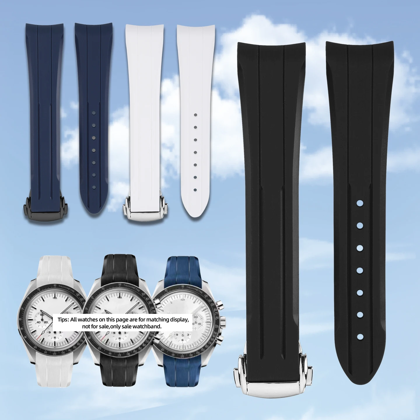

For Omega Speedmaster 310 310 Soft Silicone Watch Strap Folding Buckle Style Watchband 20mm Waterproof Wristband Men 21mm Soft