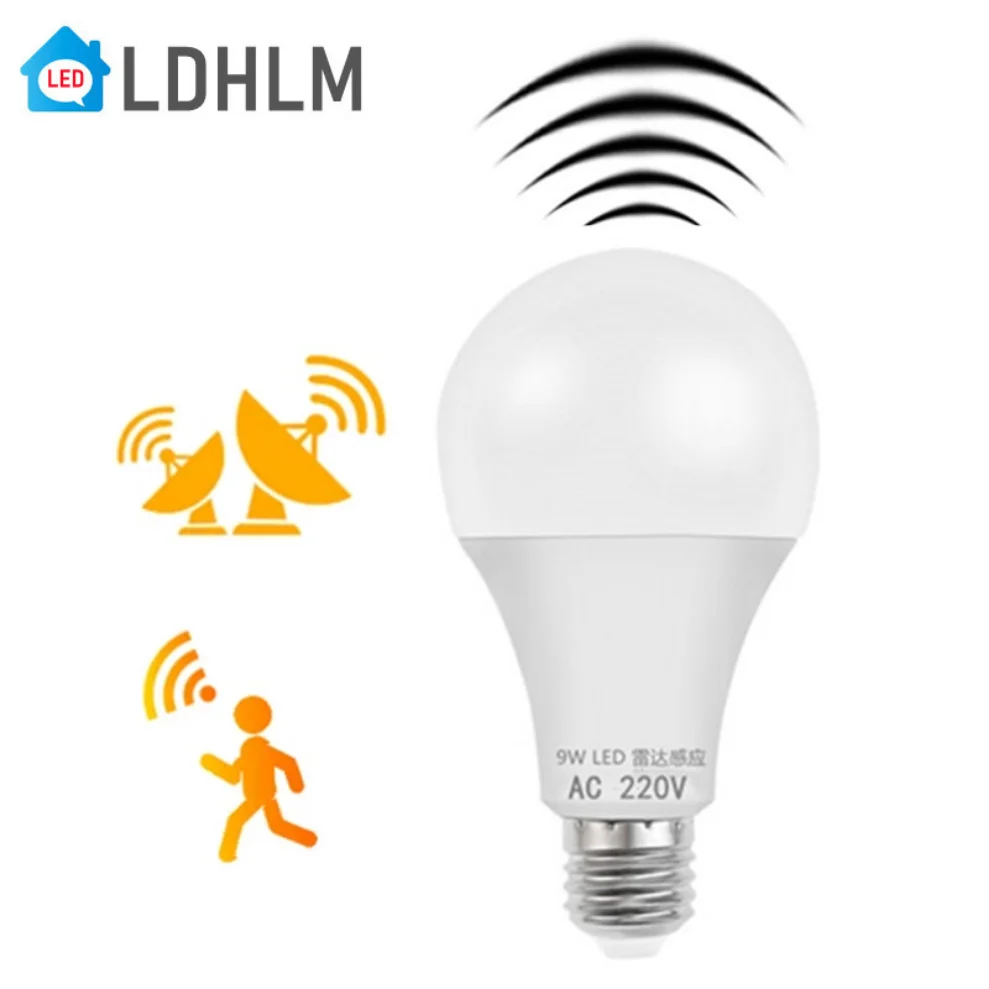 Lampada LED E27 sensore di movimento Radar lampadina 5W 7W 9W 12W AC 220V rilevamento a infrarossi Lampada intelligente funzionante nell\'oscurità