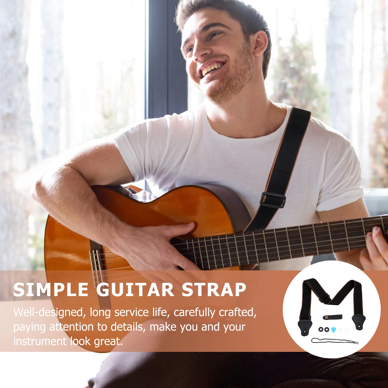 

Guitar Strap Professional Comfortable Simple Design Adjustable Length Strong Capacity Durable Guitar Playing Belt Set