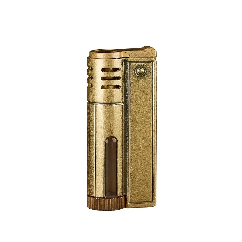 Transparent oil tank kerosene lighter, retro vintage retro grinding wheel, windproof classic business fire machine