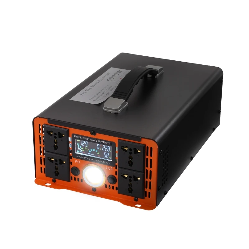 5000W 12V to 220V Pure Sine Wave Inverter LCD Display High Power Inverter Power Voltage Converter Car Inverter with LED Light