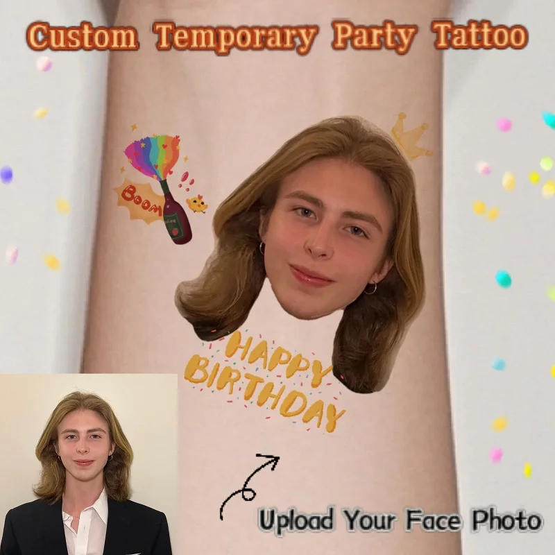 15 PCS custom temporary tattoos personalized cute  fun stickers Birthday gift theme party holiday decoration happy birthday