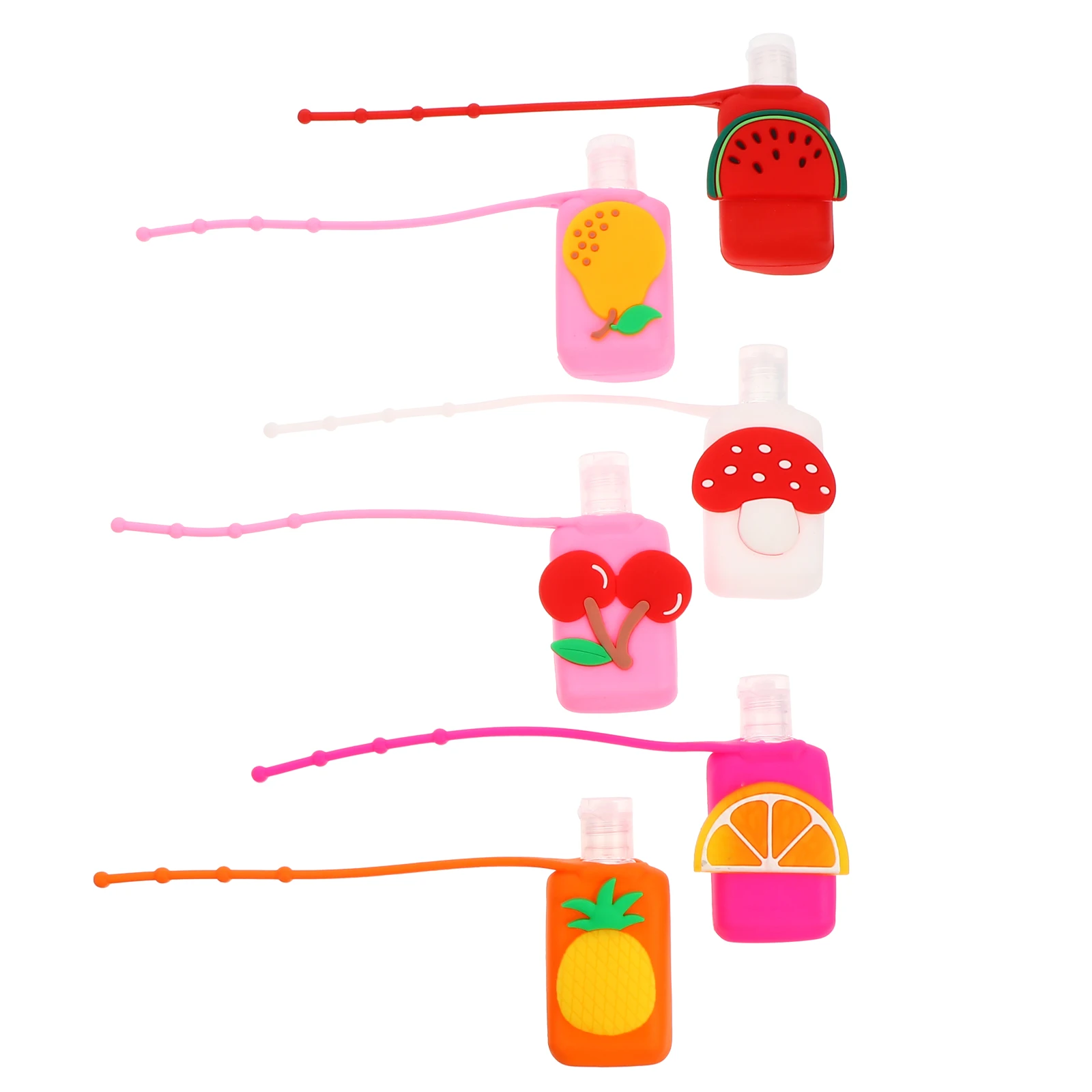 

6 Sets Fruit Shaped Silicone Hand Bottle Cover Household Lotion Cream Container Plastic Adjustable Oil Bottle