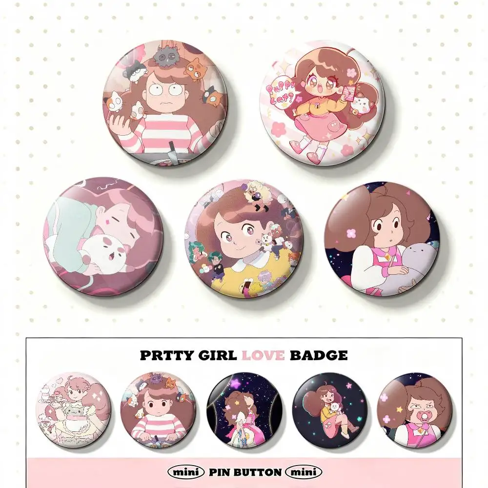 Bee And Puppycat Cartoon Style Laser Badge Creative Pins Brooch for Bag Clothes Hat Decor Gifts Fans Collect