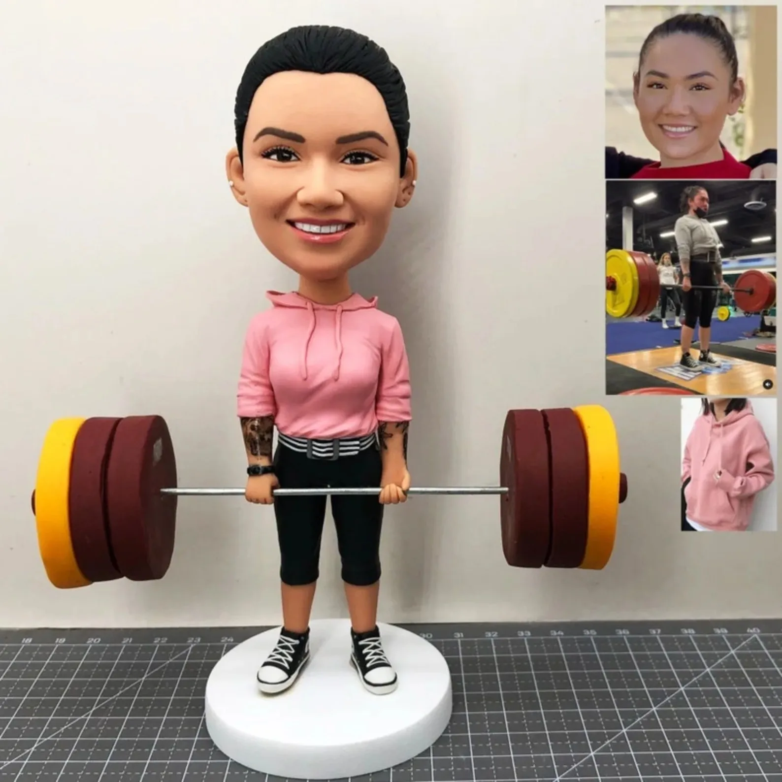 Weightlifting Champion Bobblehead Custom from Photo Personalized Weight Lifter Hercules Full Body Handmade Clay Figurine Gift