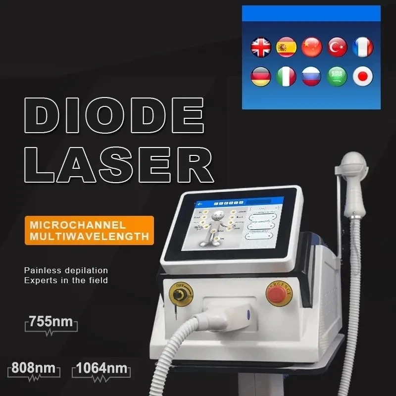 

Factory Price 808 Diode Laser 3 Wavelength 755nm 808nm 1064nm lase Alexandrite Permanent Painless Hair Removal Machine CE ROHS