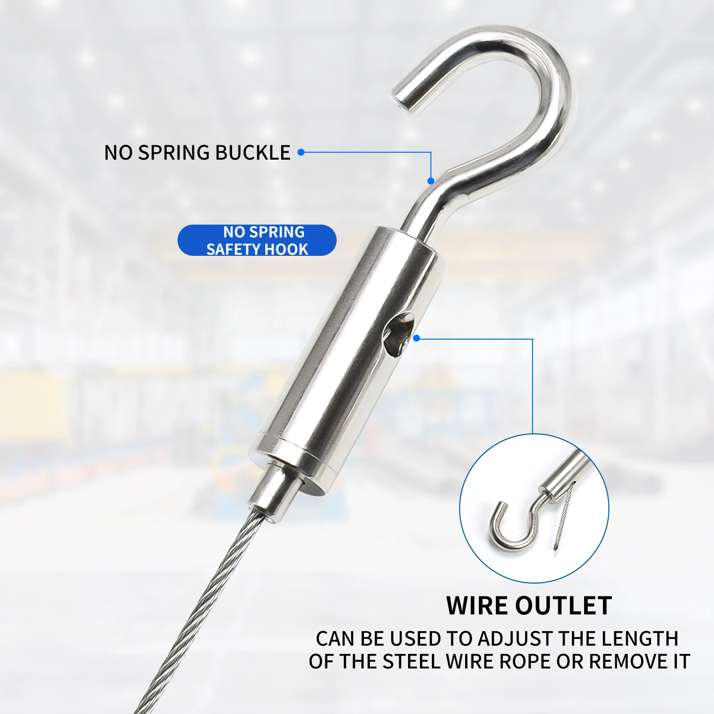 1.5mm Stainless Steel Wire Rope, Adjustable Metal Clothesline Suspension Kit Can Support Up to 30kg image 2