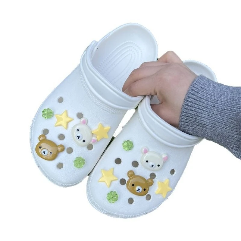 10 قطعة الأحذية السحر للإزالة لطيف الدب نجوم إكسسوارات أحذية للفتيات أحذية قطنية قباقيب DIY بها بنفسك هالوين X-mas هدايا الحفلات