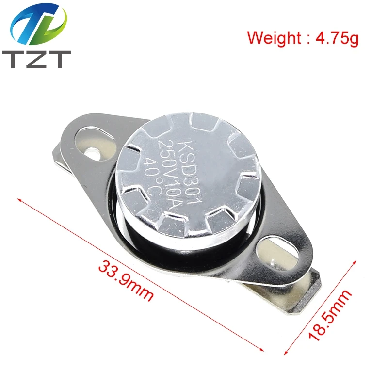 TZT KSD301 250V 10A Normally Closed NC Thermostat Temperature Thermal Control Switch DegC 40C-135C For Arduino