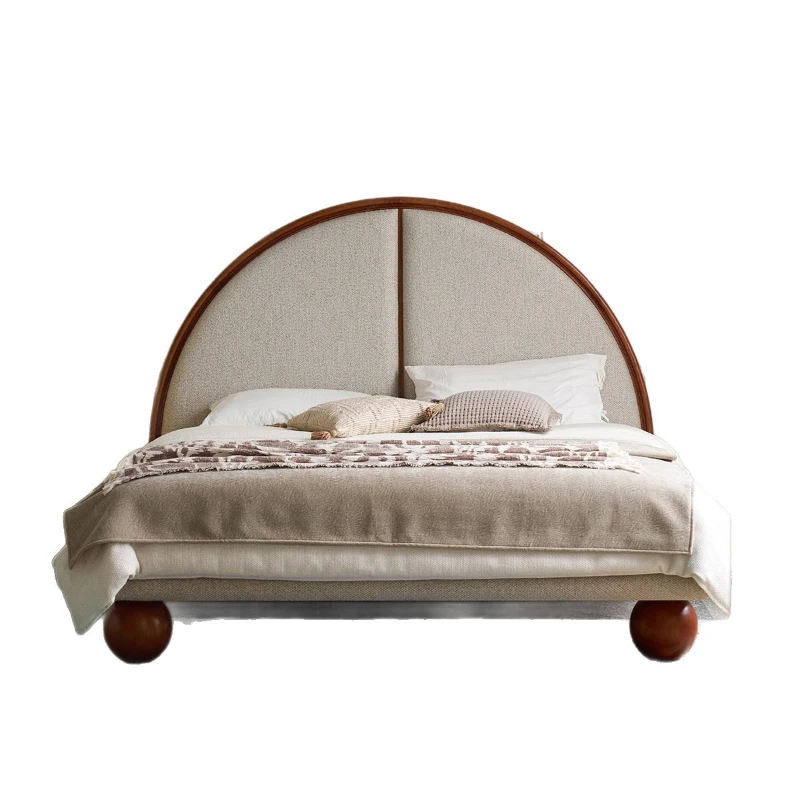 Small bedroom fabric round bed, French antique style, master bedroom double bed