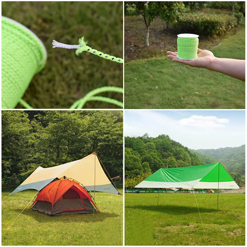 50m 2.5mm Paratrooper Survival Binding Rope No Connector Reflective Tent Pull Ropes Wear-resistant Durable for Mountaineering