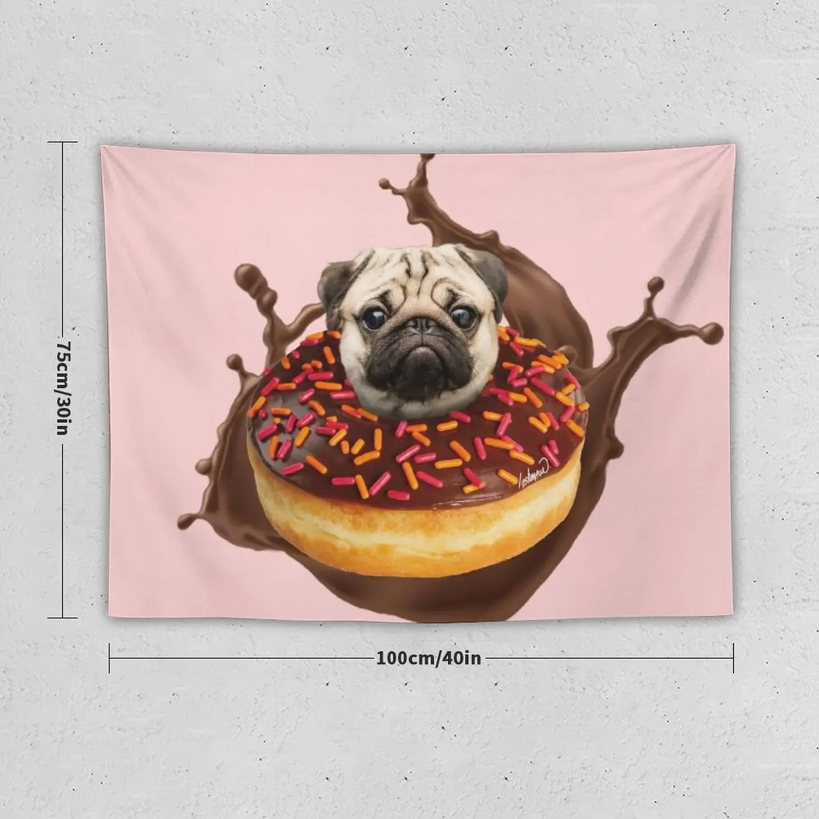 Pug Succulent Chocolate Donut Tapestry Room Aesthetic Aesthetics For Room Outdoor Decor Tapestry