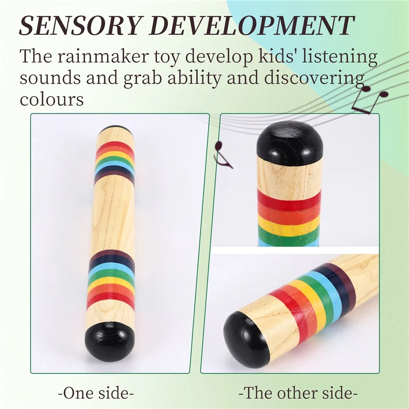 A48F-Rain عصا المطر الخشبية صانع المطر الخشبي عصا المطر آلة موسيقية صانع المطر لعبة صوت للأطفال الصغار والأطفال #2
