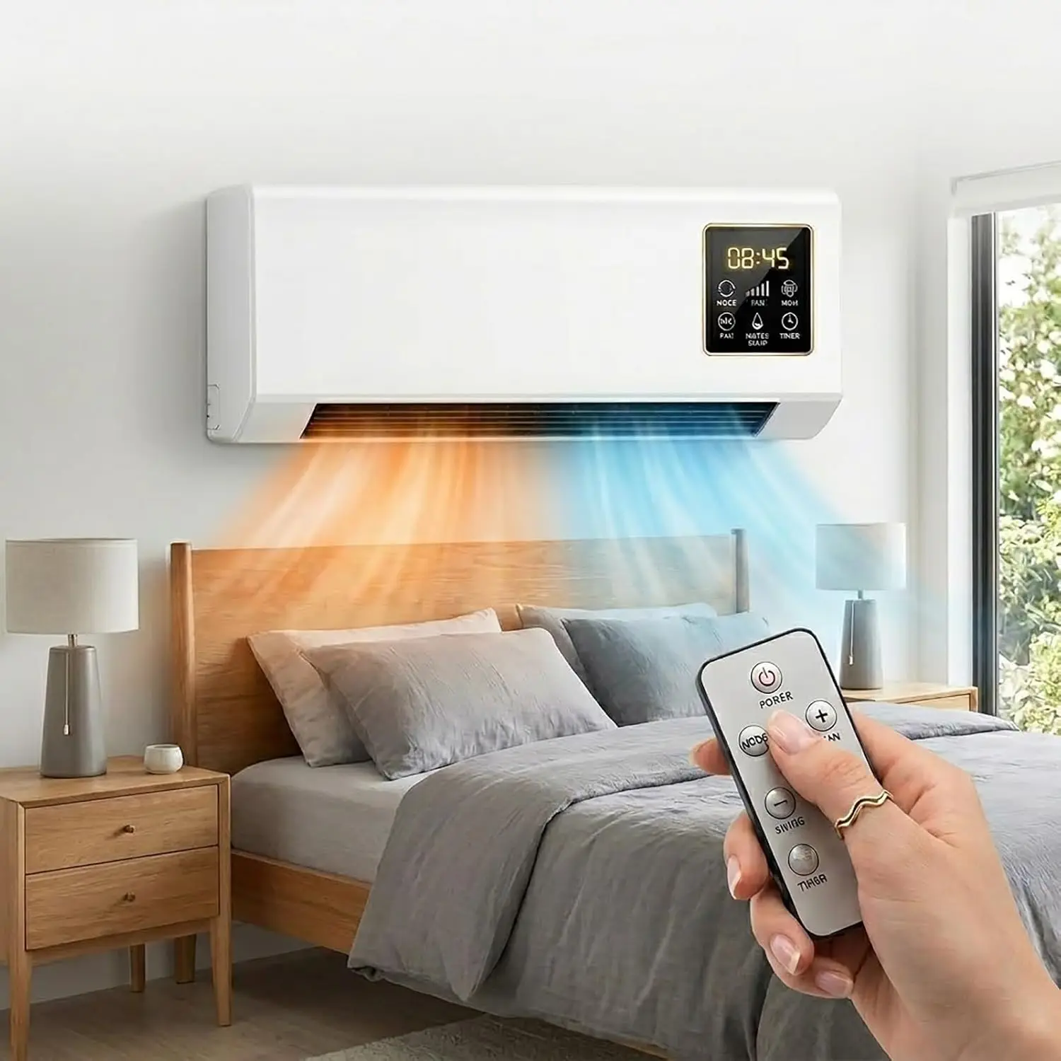 Quiet Wall Mounted Air Conditioner Mini Split AC/Heating System, Ductless Small AC Unit for Bedroom, Wall Mount AC Unit Indoor Air Conditioner Heater Combo with Remote Control No Window(White)